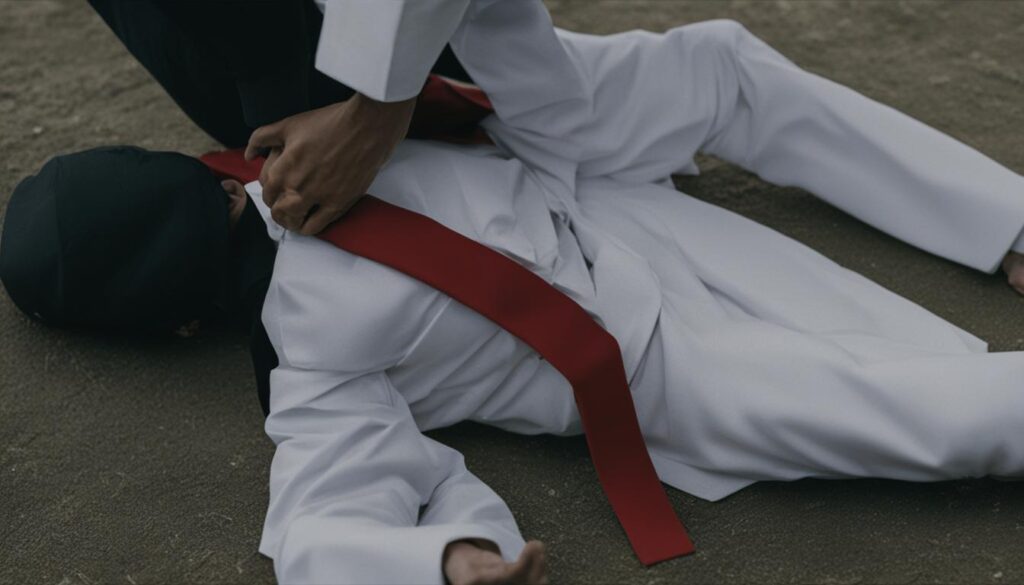 putting on karate uniform