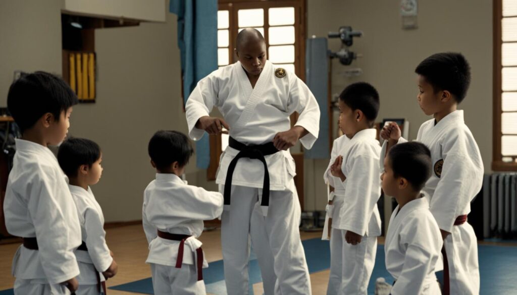 teaching kids to tie karate belts